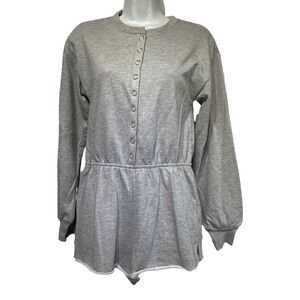 michael costello revolve gray long sleeve romper Size S